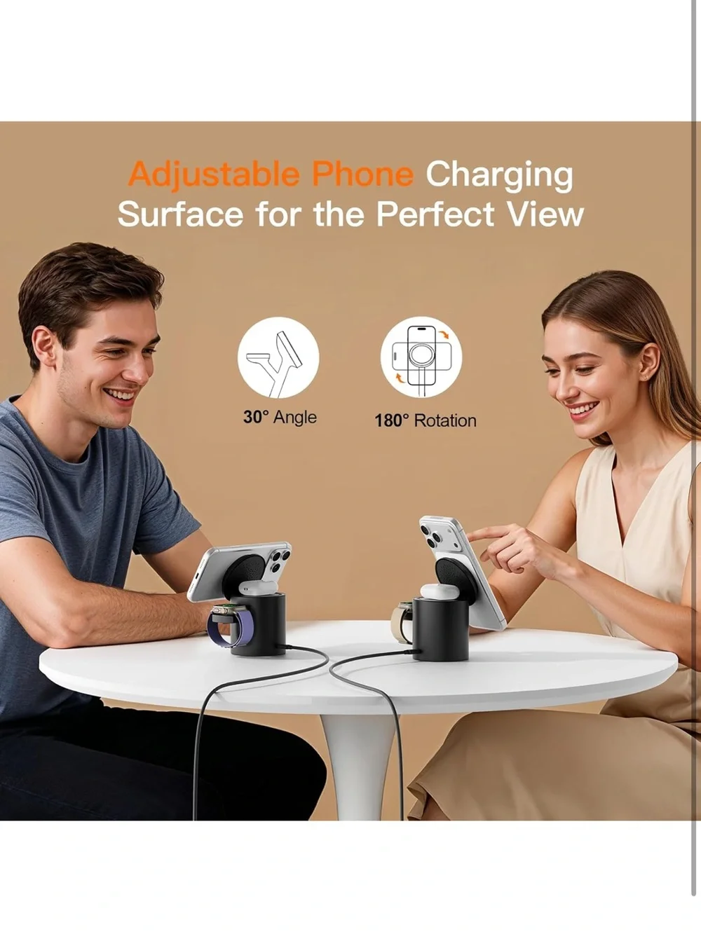 3-in-1 Wireless Charging Station for Phone, AirPods & Watch - Pink